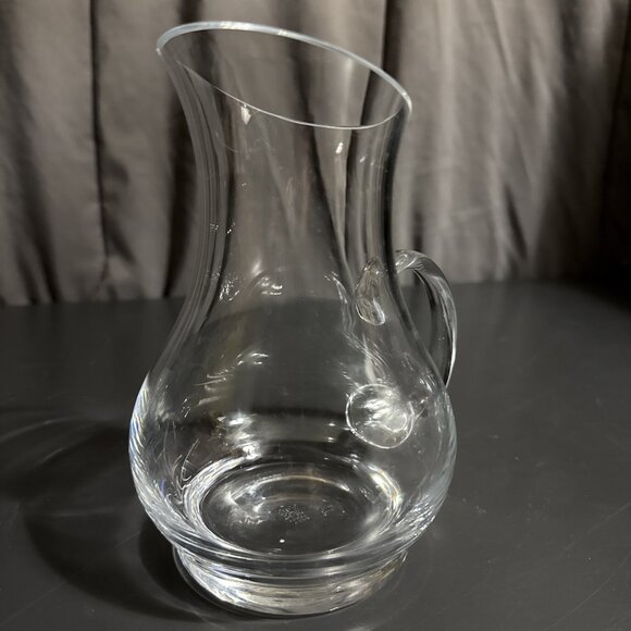 Vintage 1980s LENOX CRYSTAL Clear Glass 6x4 Pitcher TINY LIP CHIP - Picture 10 of 15